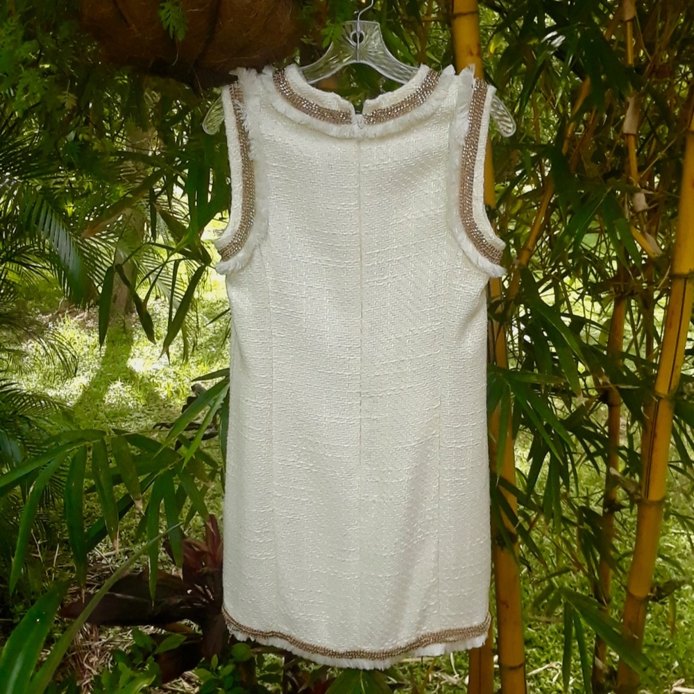 Rachel Zoe Chain Off White Tweed Fringe Trim - Picture 2 of 10